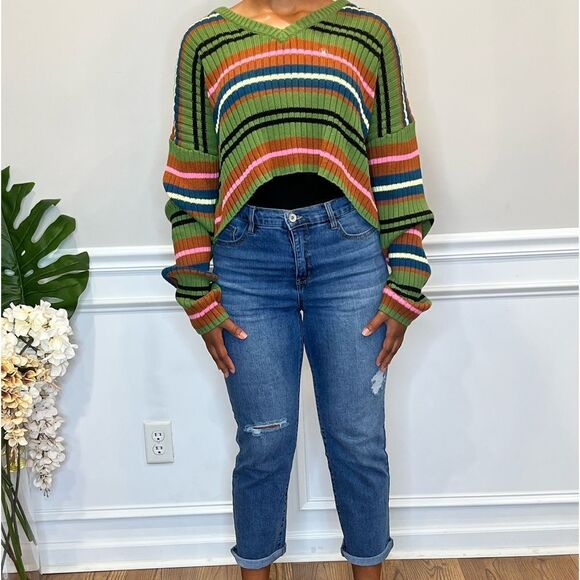 008 PacSun LA Hearts stripe cropped sweater - Picture 4 of 6